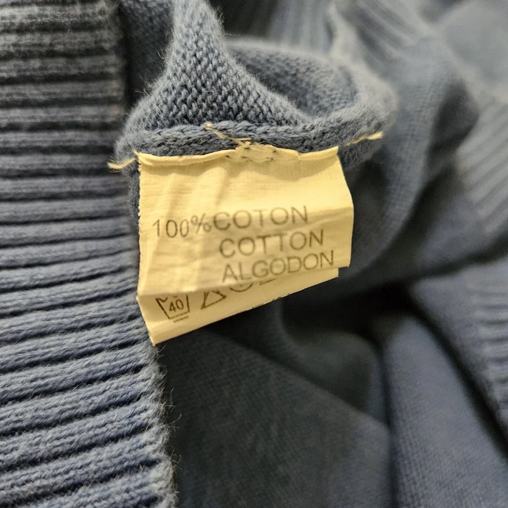 Tom Tailor Iconic Sweater 100% Cotton Mens Size Large Blue Perforate ICONIC LOGO